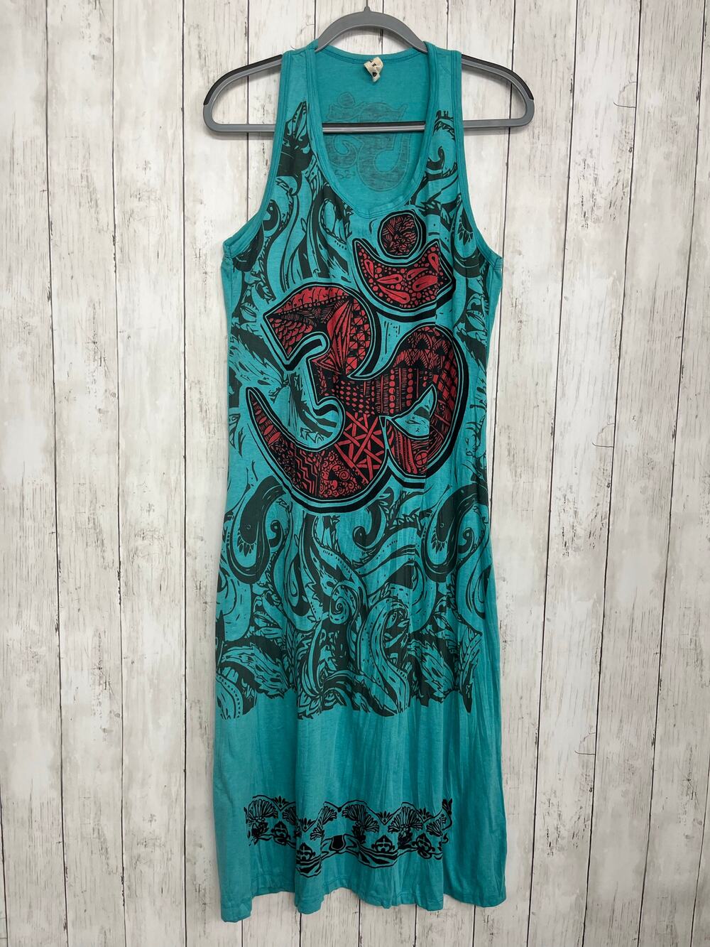 Babu Blue Asian Inspired Cotton Maxi Dress Coastal Zen Summer Flowy Dress Large